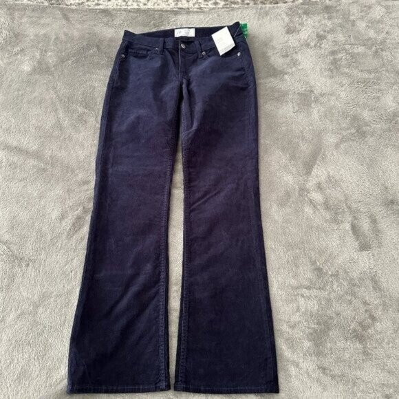 NWT Gap Corduroy The Baby Boot Cut Pants Navy Blue 27/4 Short 4S Mid Rise - Picture 1 of 8